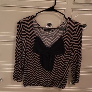Chevron Crop Top with Black Bow